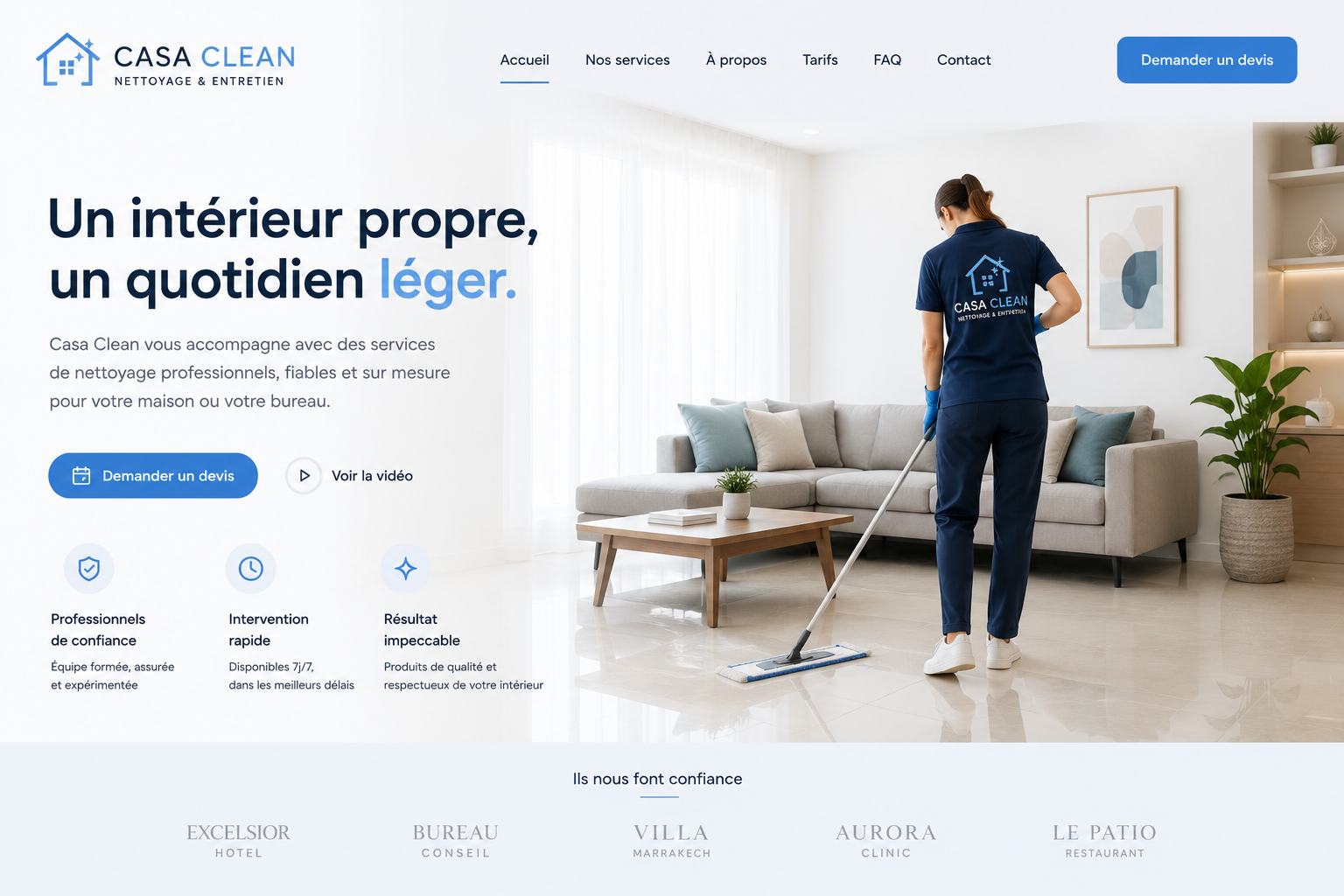 Aperçu site Ménage & entretien — Casa Clean